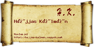 Héjjas Kálmán névjegykártya