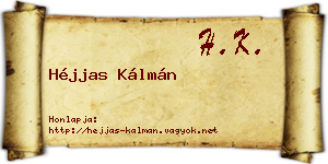 Héjjas Kálmán névjegykártya